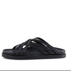 Shoe the Bear Black Ivy Mule Slide Sandal Leather size 37